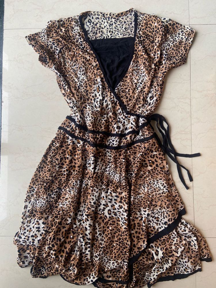 Y2k vintage leopard print dress