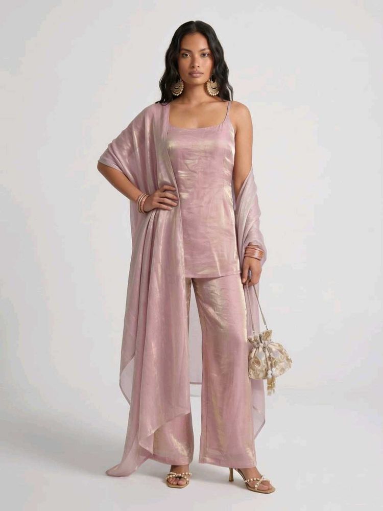 Sonia Pink Fendi Kurti Pant &amp; Dupatta Set
