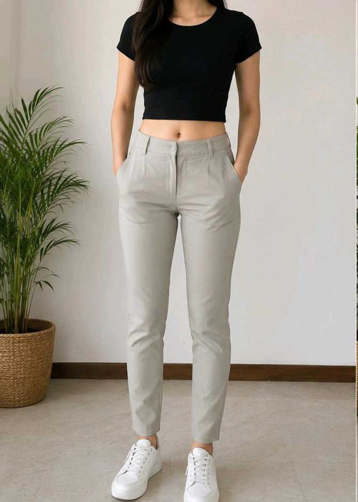 Stylish Grey Cropped Trousers