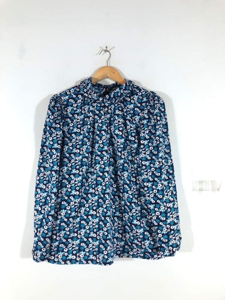 Navy Blue Floral Printed Top (Women’s)