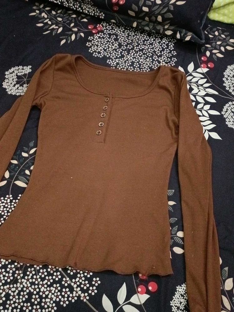 Brown Long Sleeve Top