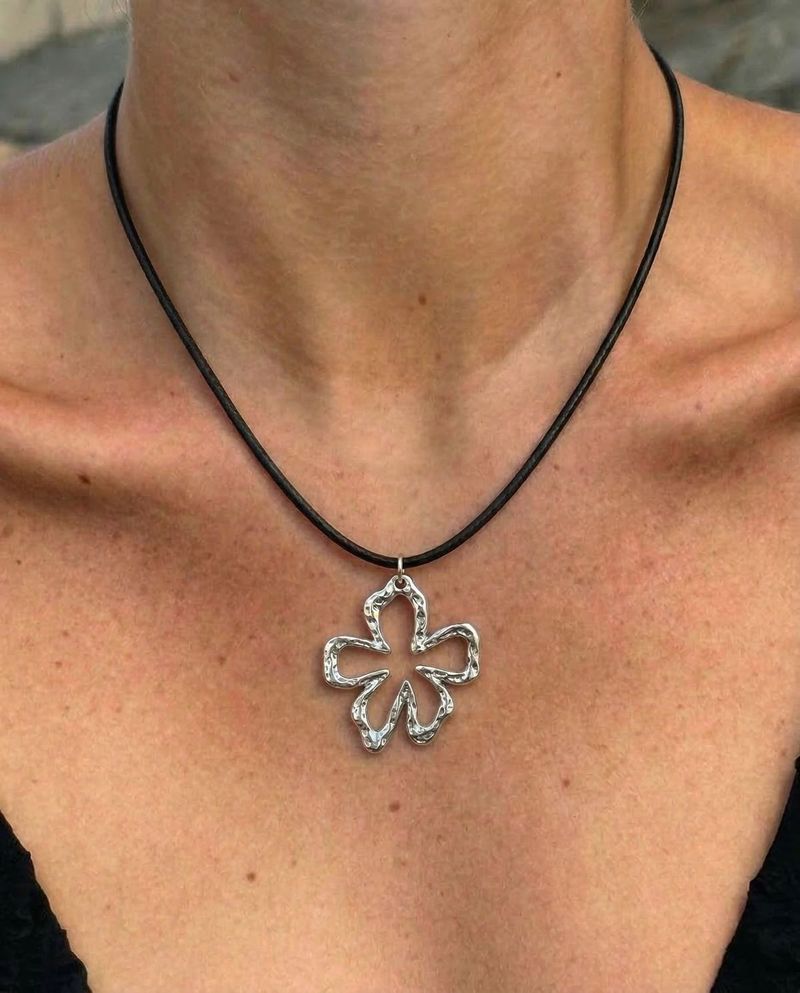 Boho Floral Pendant Cord Necklace