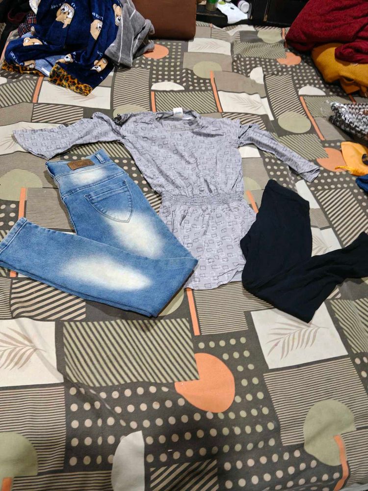 girls dress jeans and h  m leggings fre