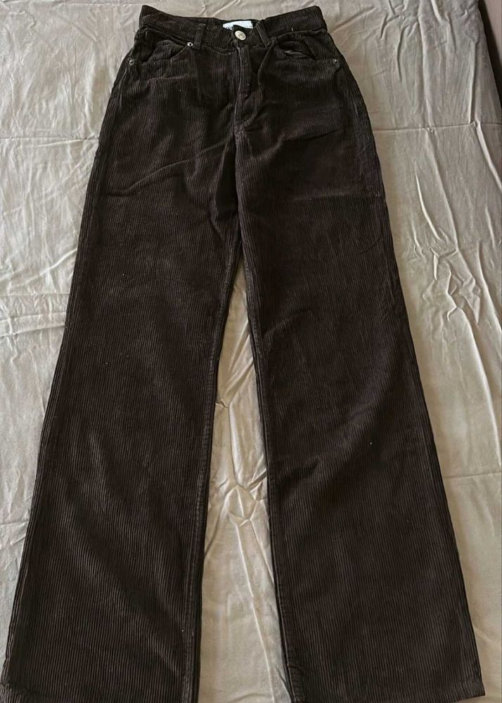 Brown Corduroy Wide Leg Pants