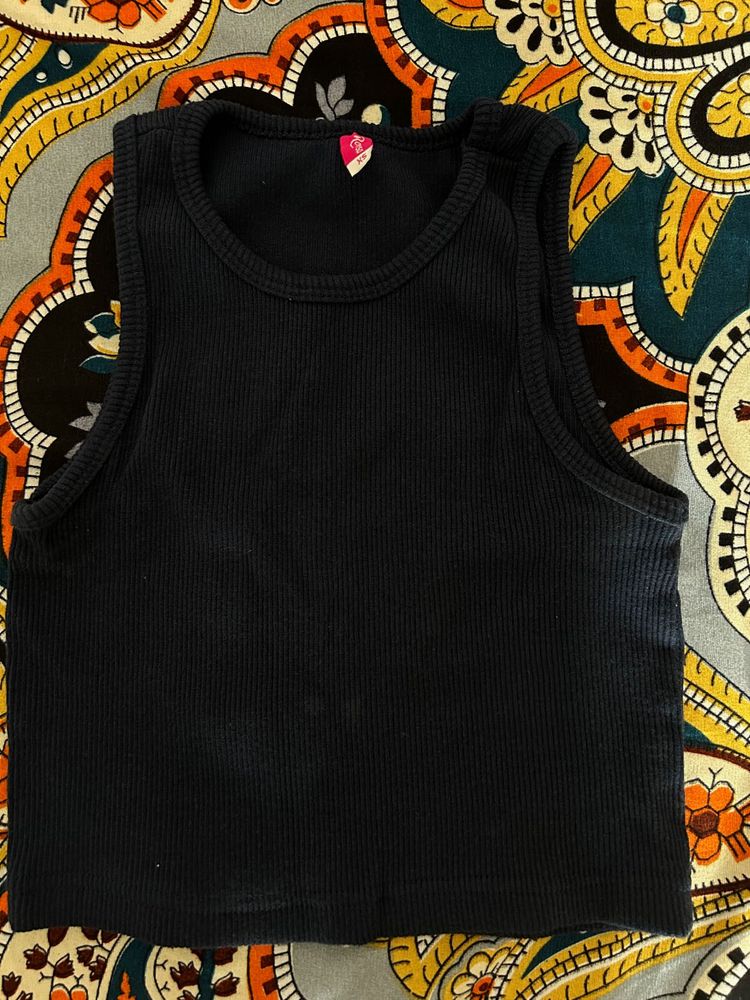 Ribbed Black Tank Top