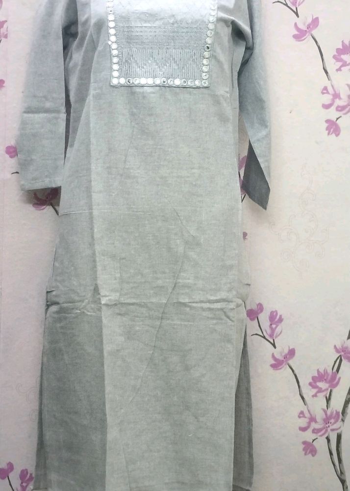Kurti Grey 1 mirror &amp; Embroidery work/fancy/