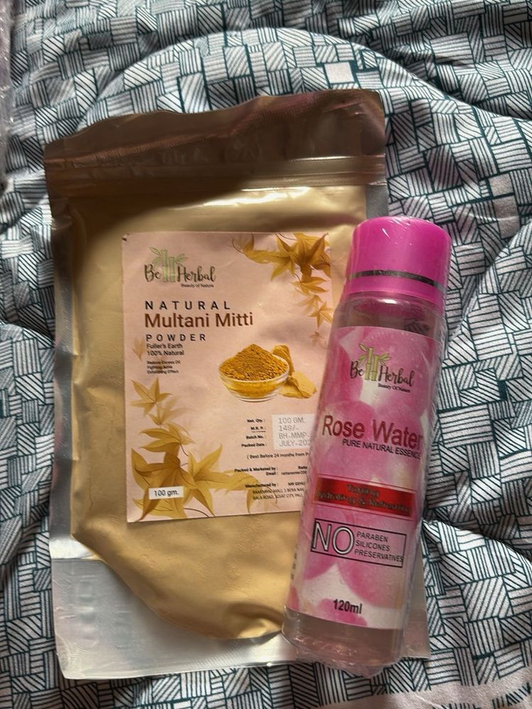 Natural Multani Mitti Powder &amp; Rose Water