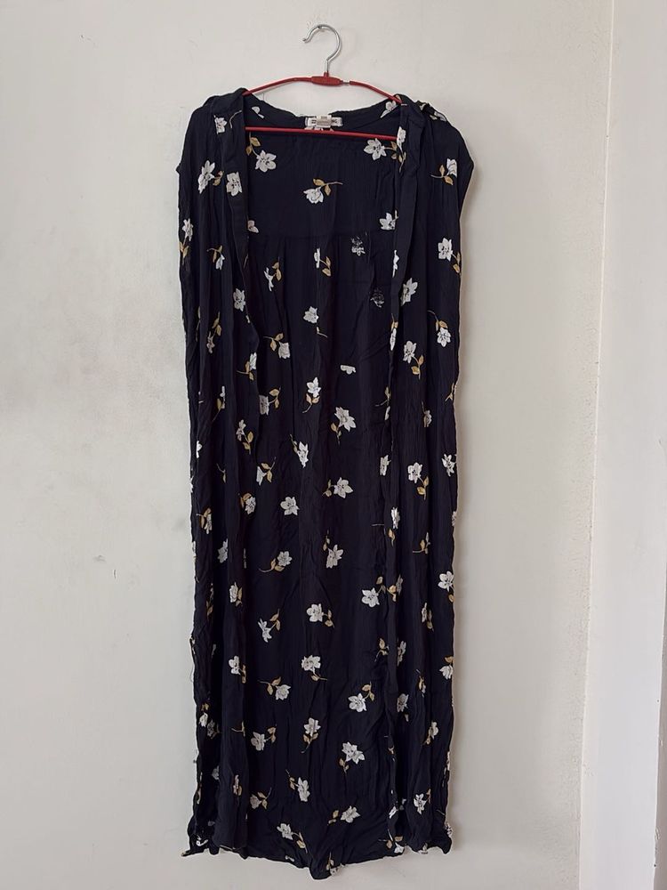Floral Print Black Shrug