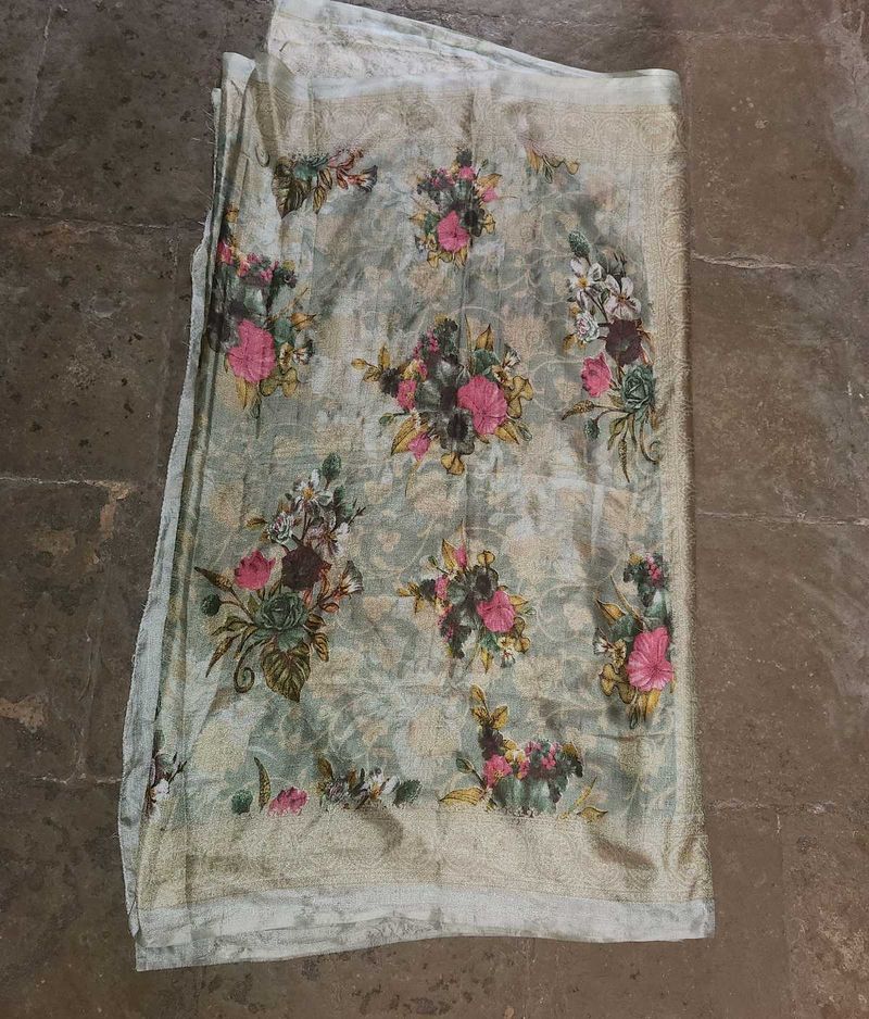 Pastel Floral Print Saree