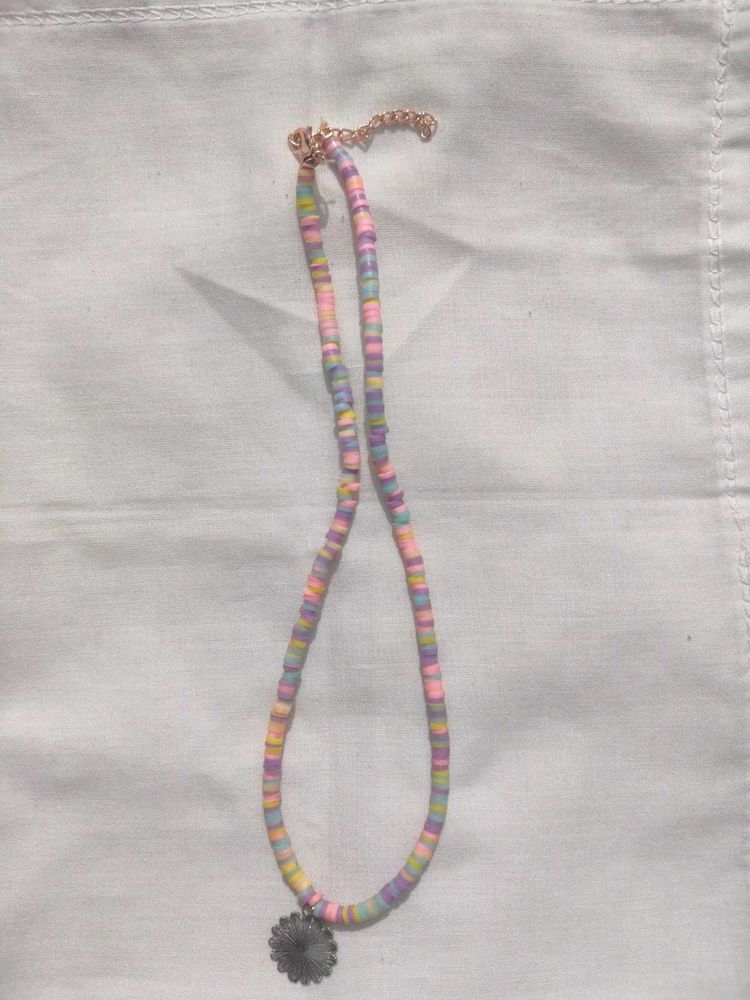 Pastel Beaded Necklace with Charm 🌷