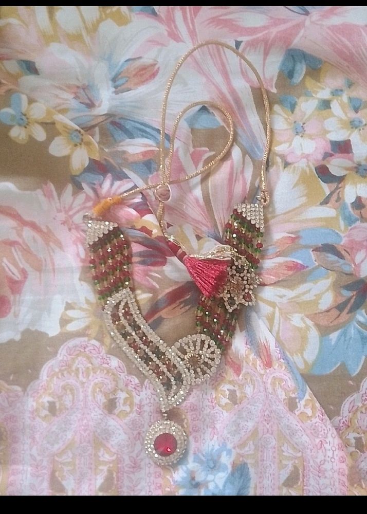 Statement Necklace with Red Accent