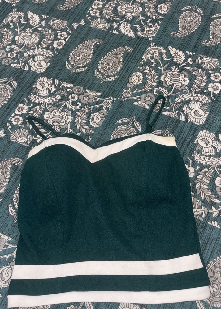 Green &amp; White Striped Cami Top
