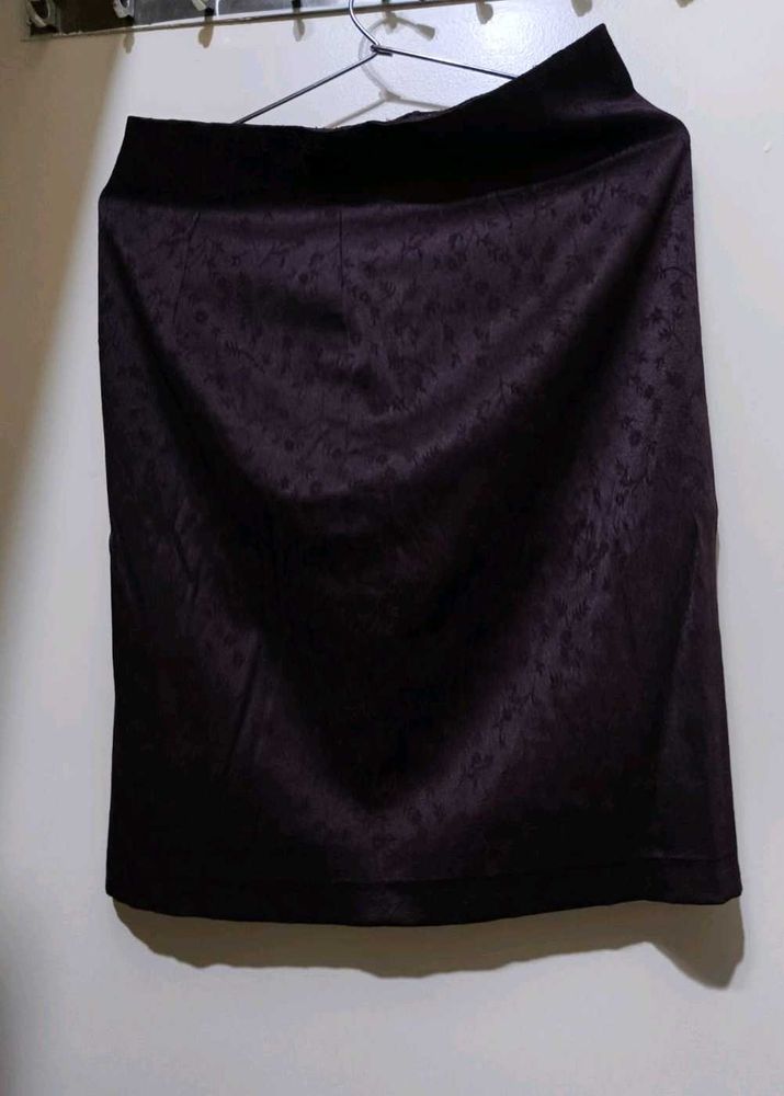 Elegant Dark Purple Satin Mini Skirt