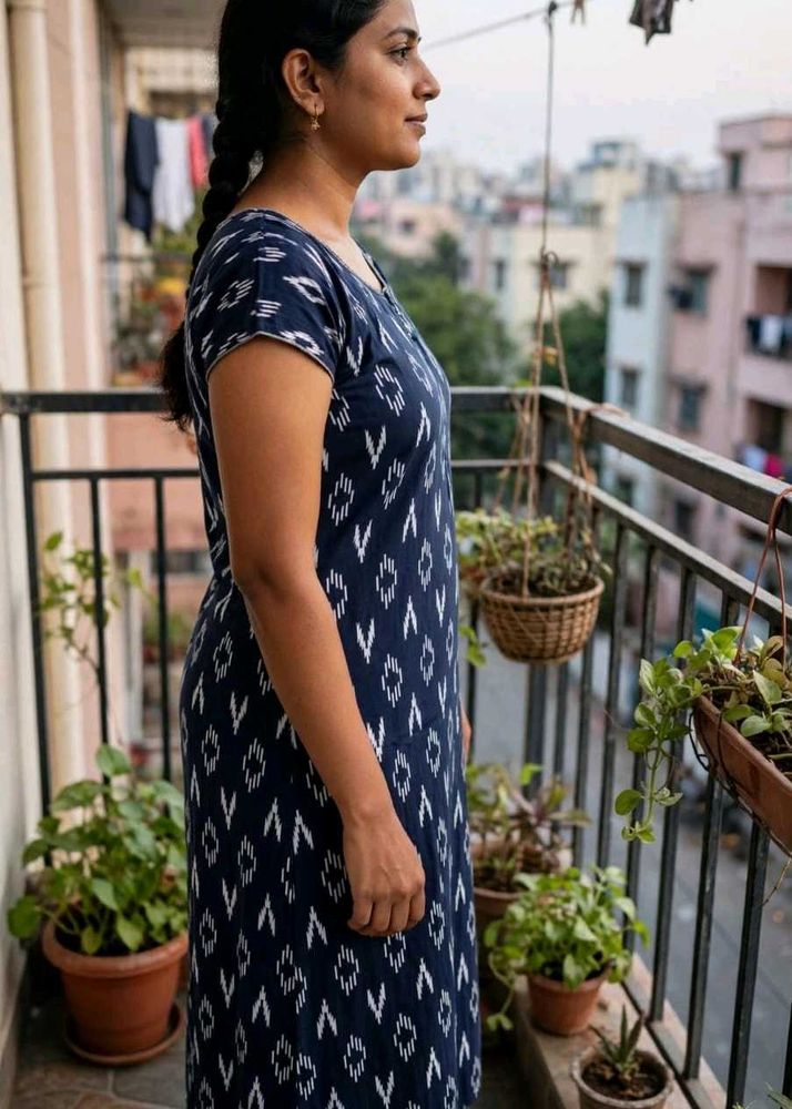Stylish Blue Ikkat Print Kurta