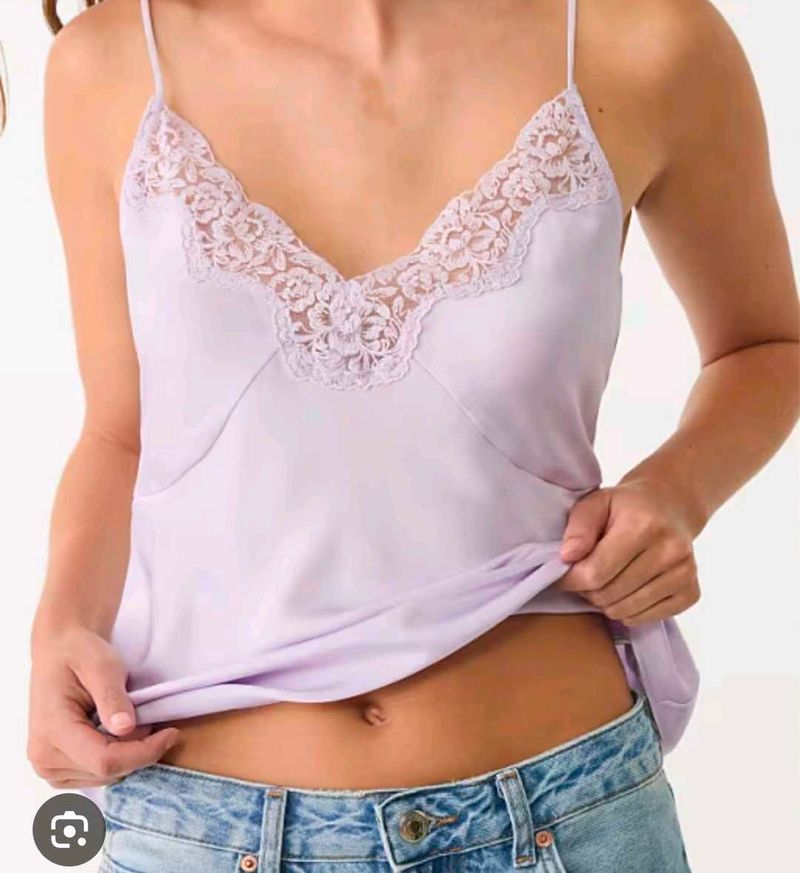 Lavender Lace Trim Cami Top