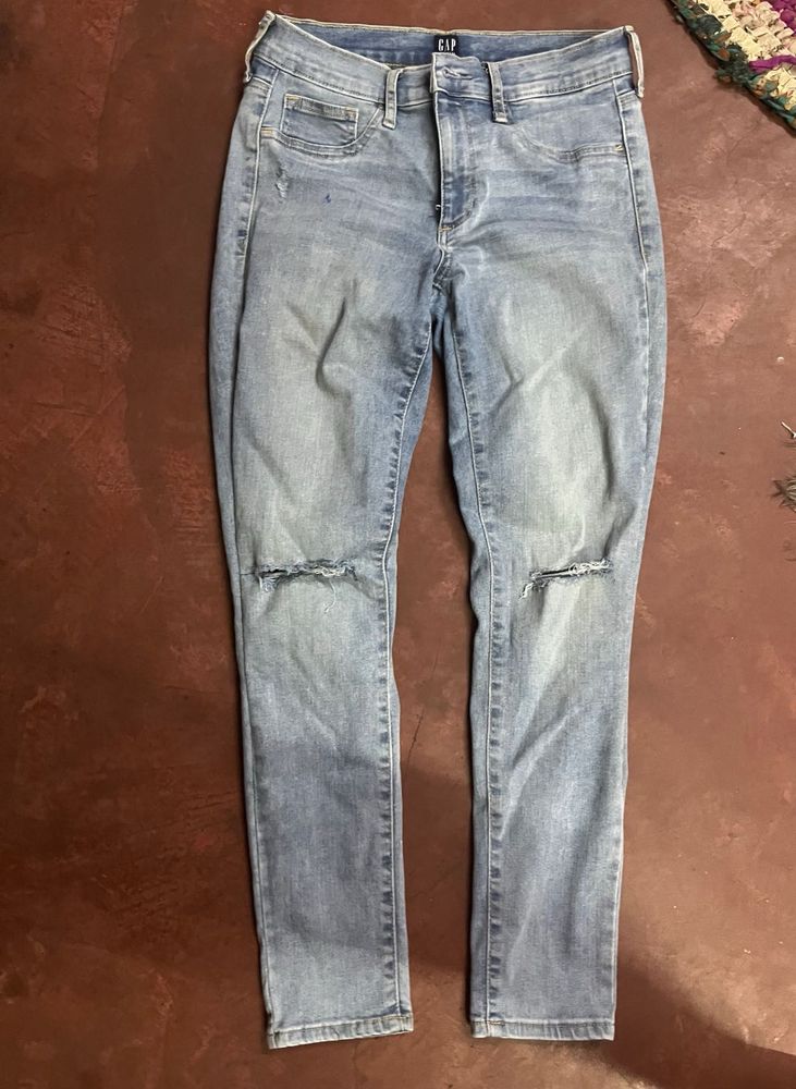 GAP Light Wash Ripped Knee Jeans