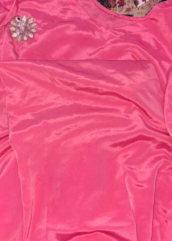 Vibrant Pink satin crepe used salwar suit