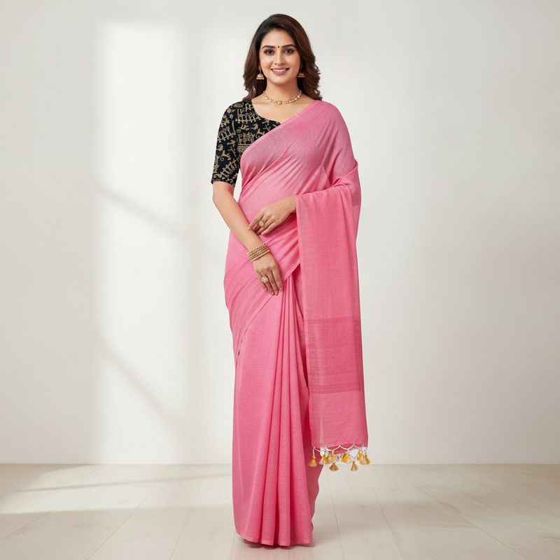 🌸 Pinky Promise Mul Cotton Saree 🌸