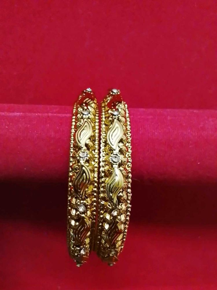 Stunning Gold Bangles with Crystal Embellishments