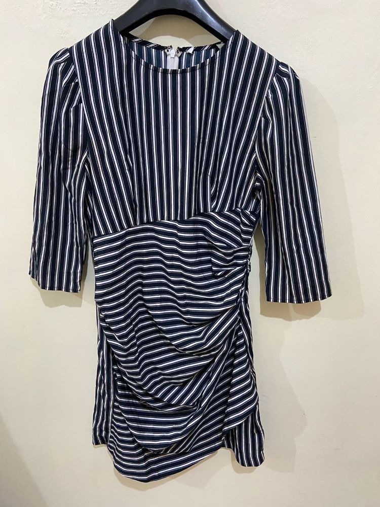 Striped Ruched Sheath Dress