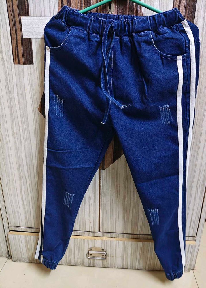 Stylish Blue Denim Jogger Pants