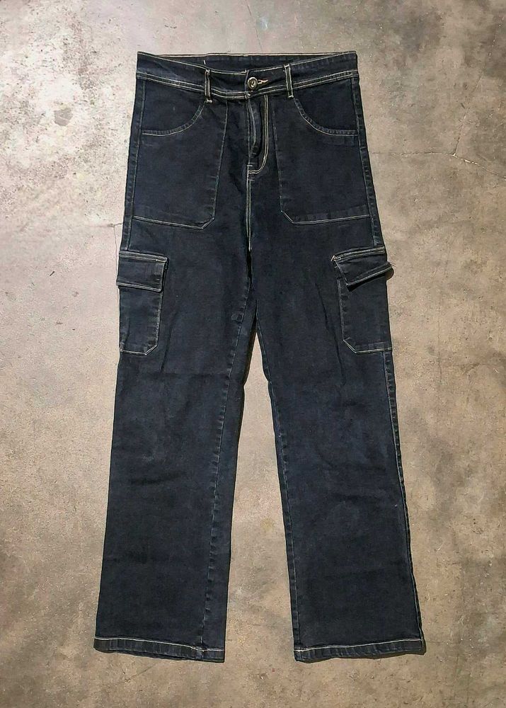 Dark Wash Cargo Jeans