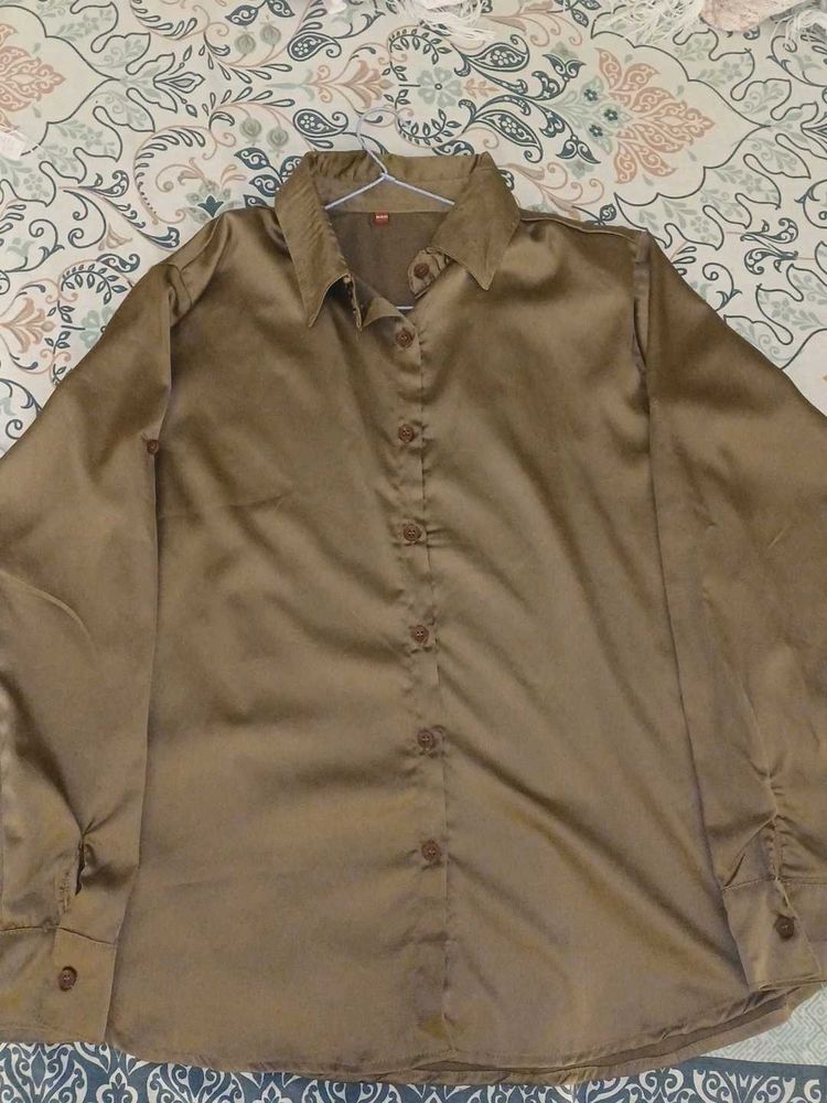 Classic Brown Satin Shirt