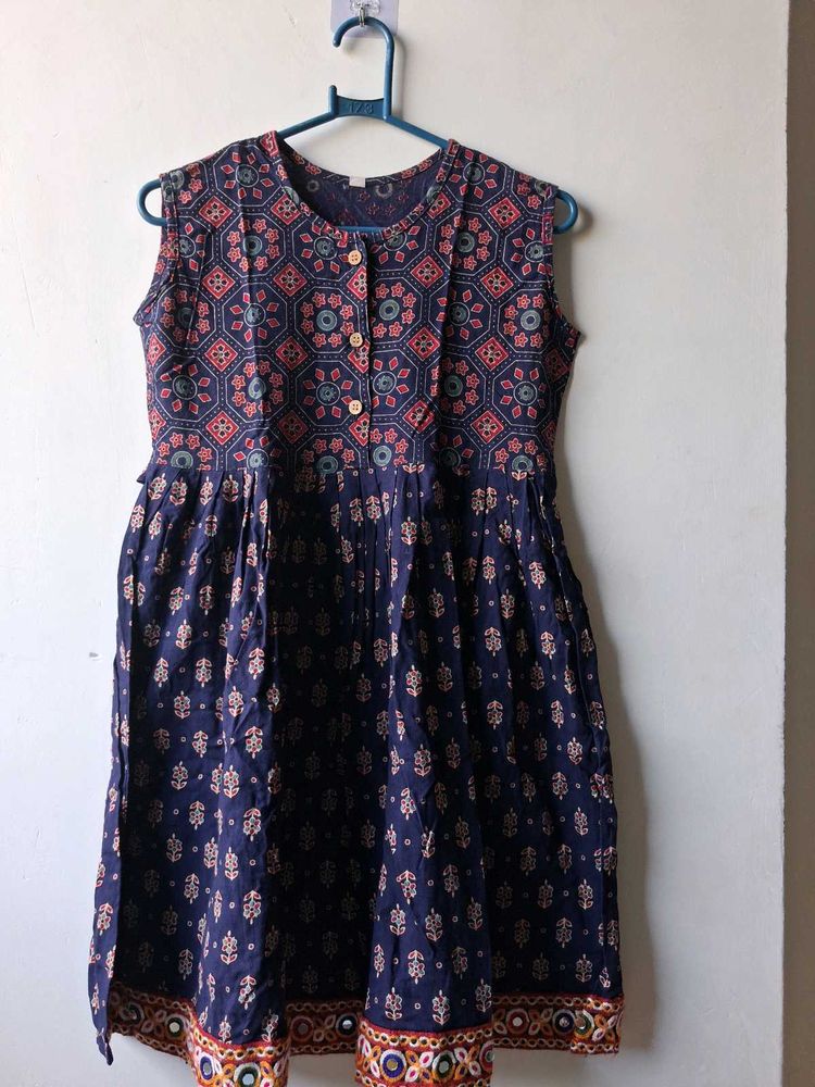Elegant Navy Blue Printed Kurta