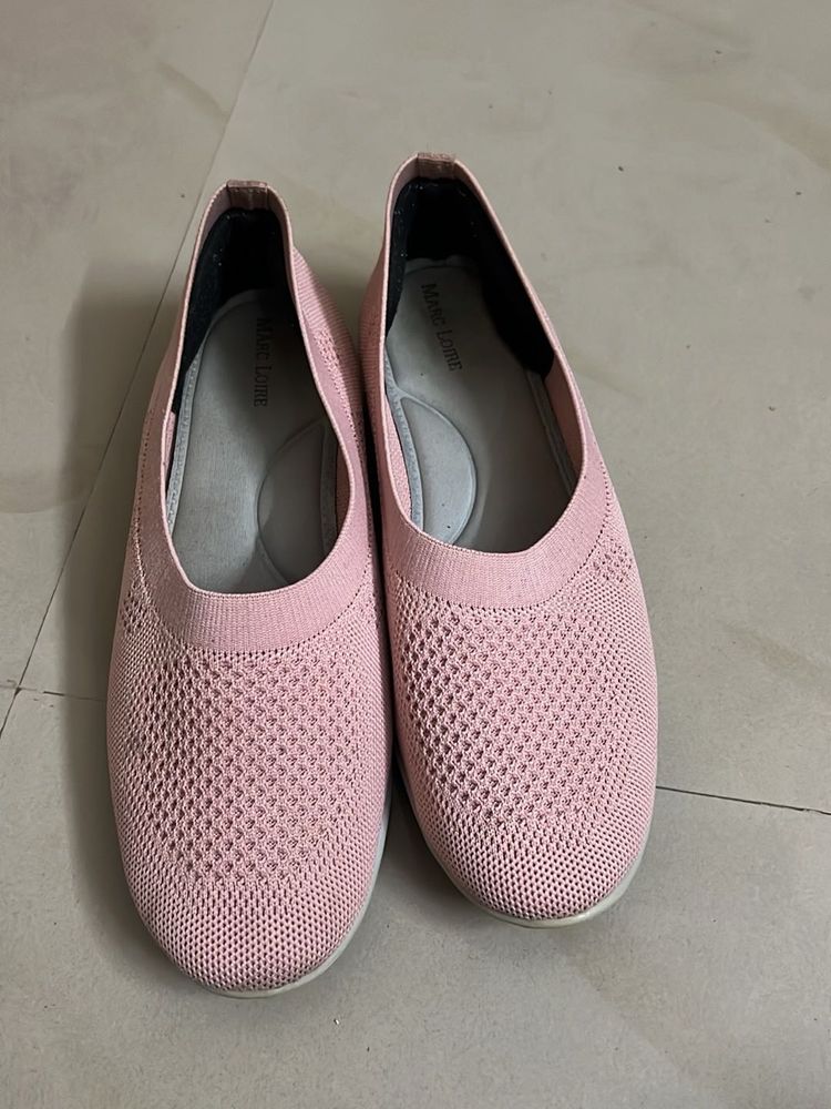 Pink Knit Ballet Flats