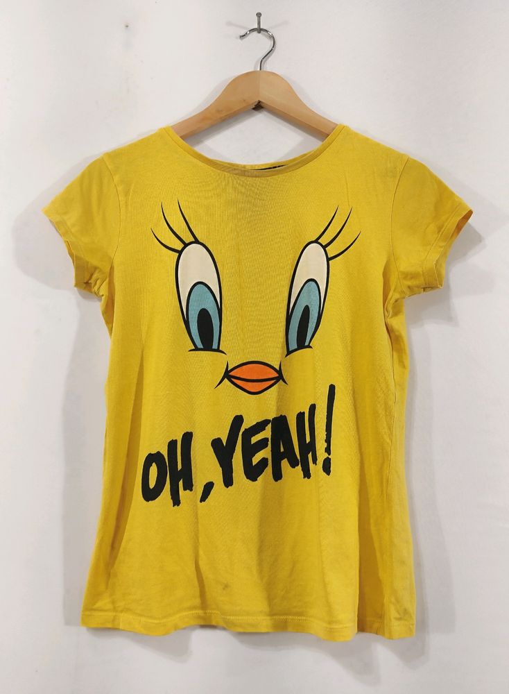 Looney Tunes Yellow Tweety Printed Top ( Women)