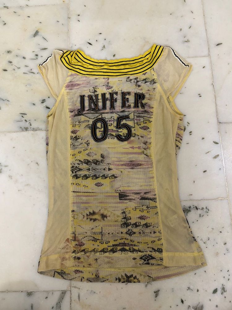 Unique Yellow Graphic Print Top