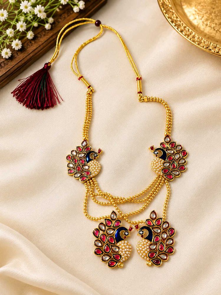 Exquisite gold plated Peacock Necklace Set with ea
