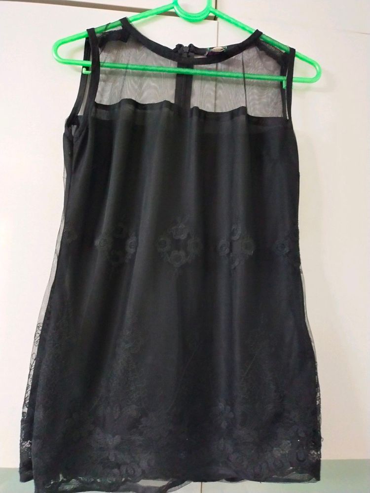 Elegant Black Sheer Lace Dress