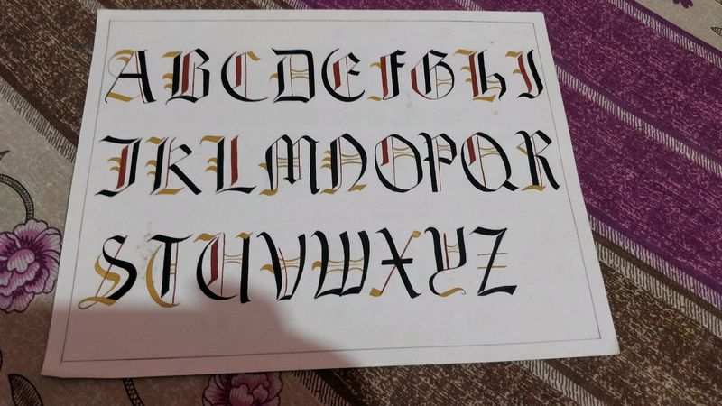 English Alphabet Template In Italic