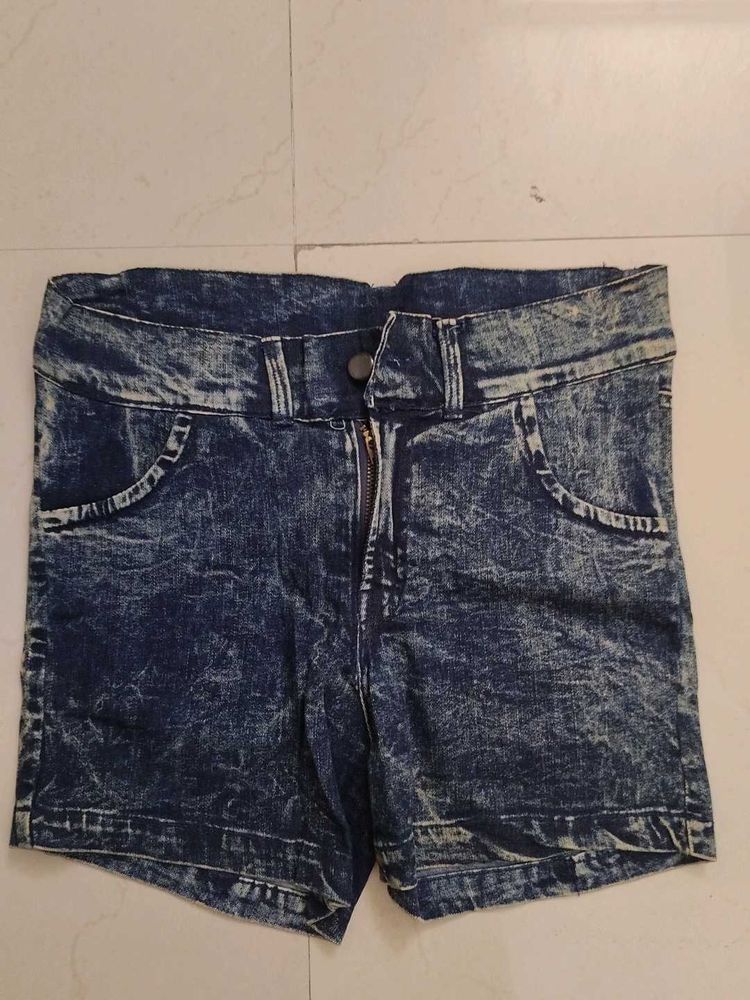 Acid Wash Denim Shorts