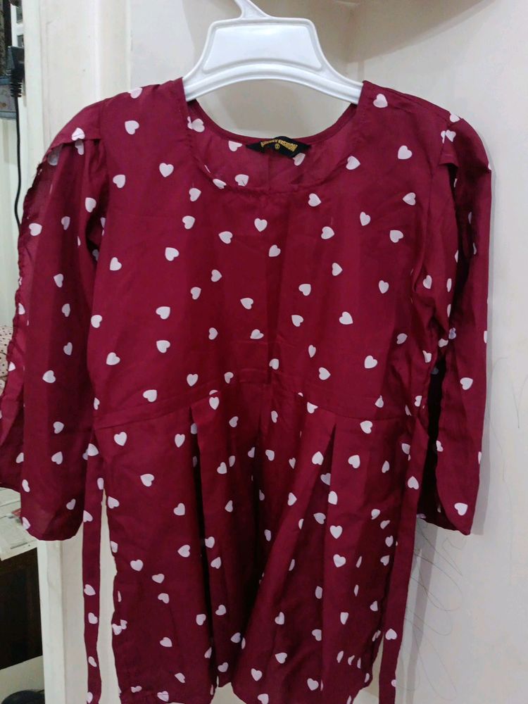 Maroon Heart Peplum Top