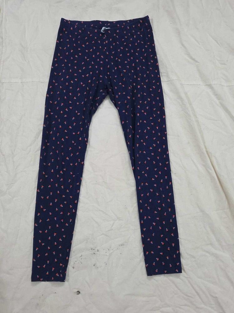 Girls Navy Blue Printed Pants