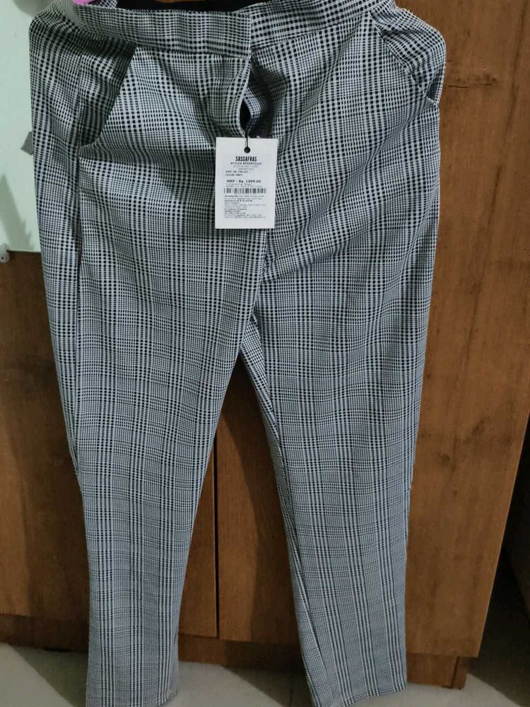 Checked Grey Trousers - New with Tag