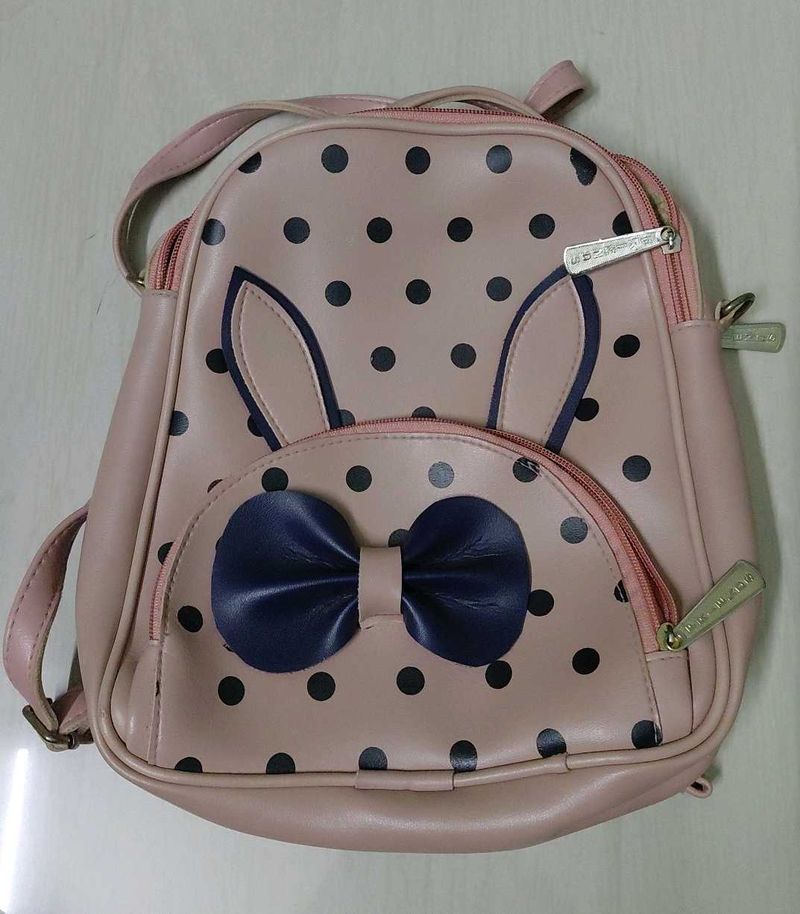 Cute Pink Polka Dot Backpack with Bow