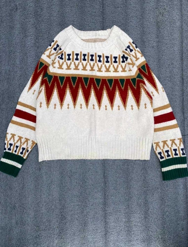 Patterned Knit Pullover Sweater