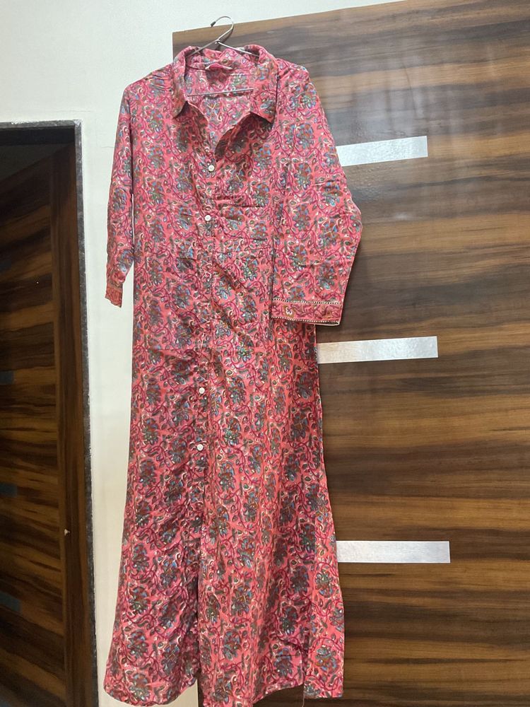 Pink Floral Print Maxi Dress