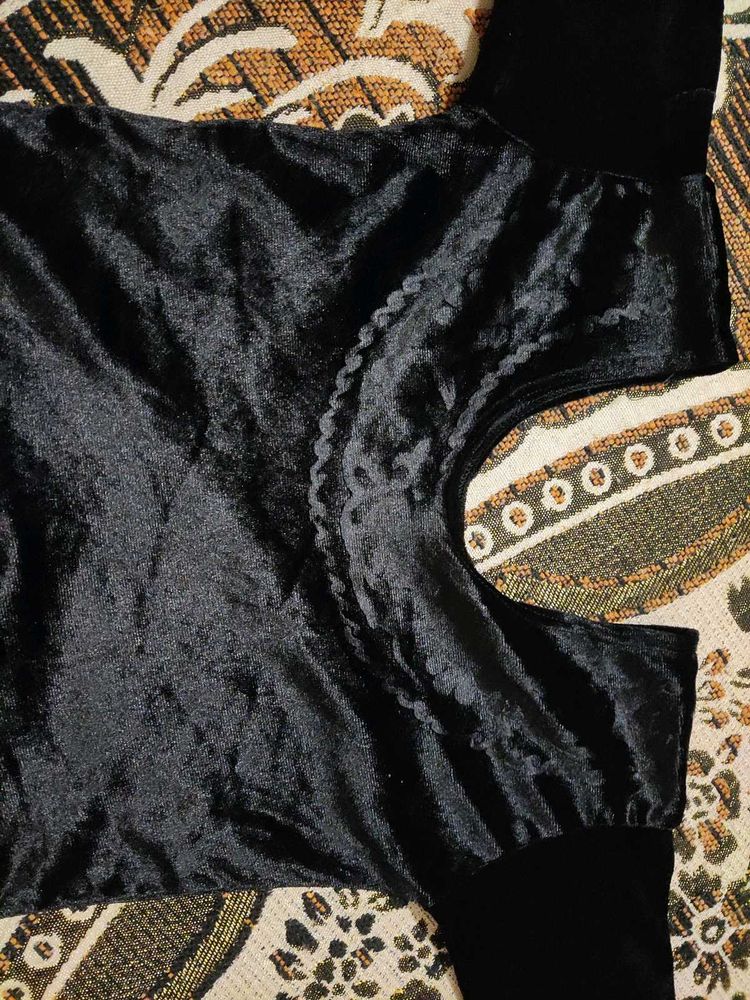 Elegant Black Velvet Blouse