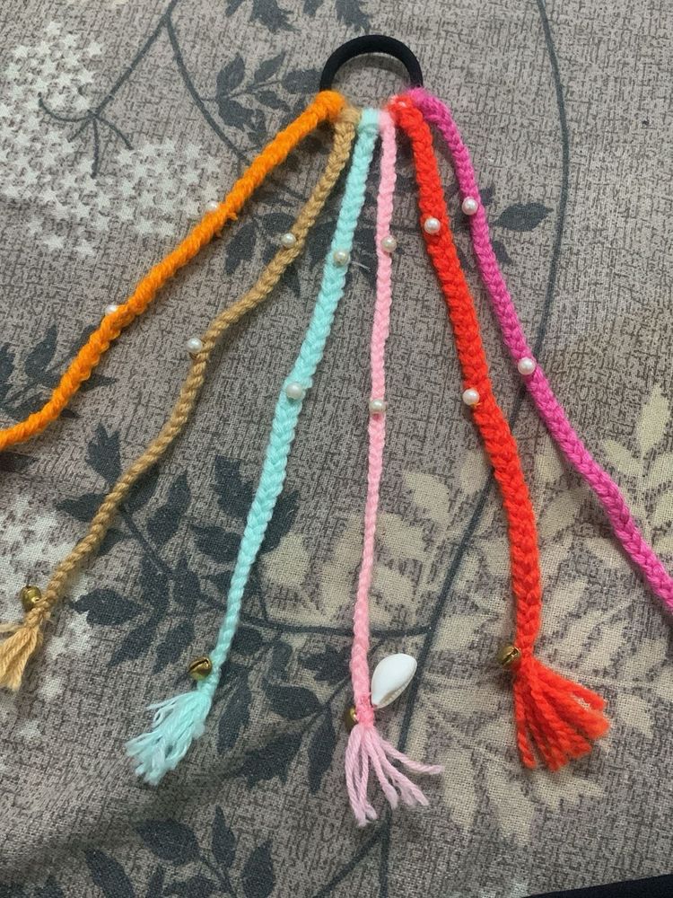 Boho Braided Hair Ties with Pearls &amp; Charms