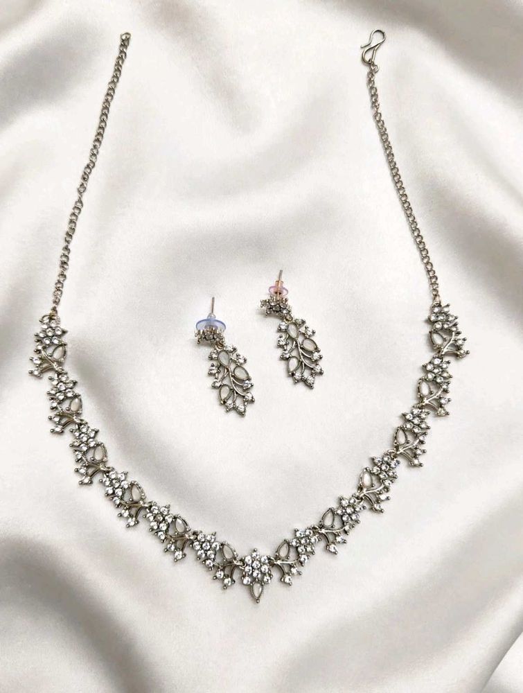 Elegant Oxidized Silver Necklace Set