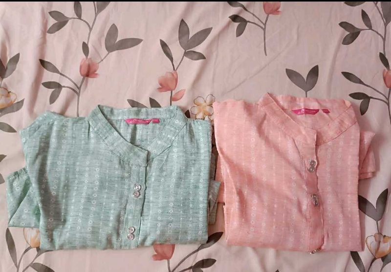 Free Delivery,Pretty Pastel Kurtas - Set of Two