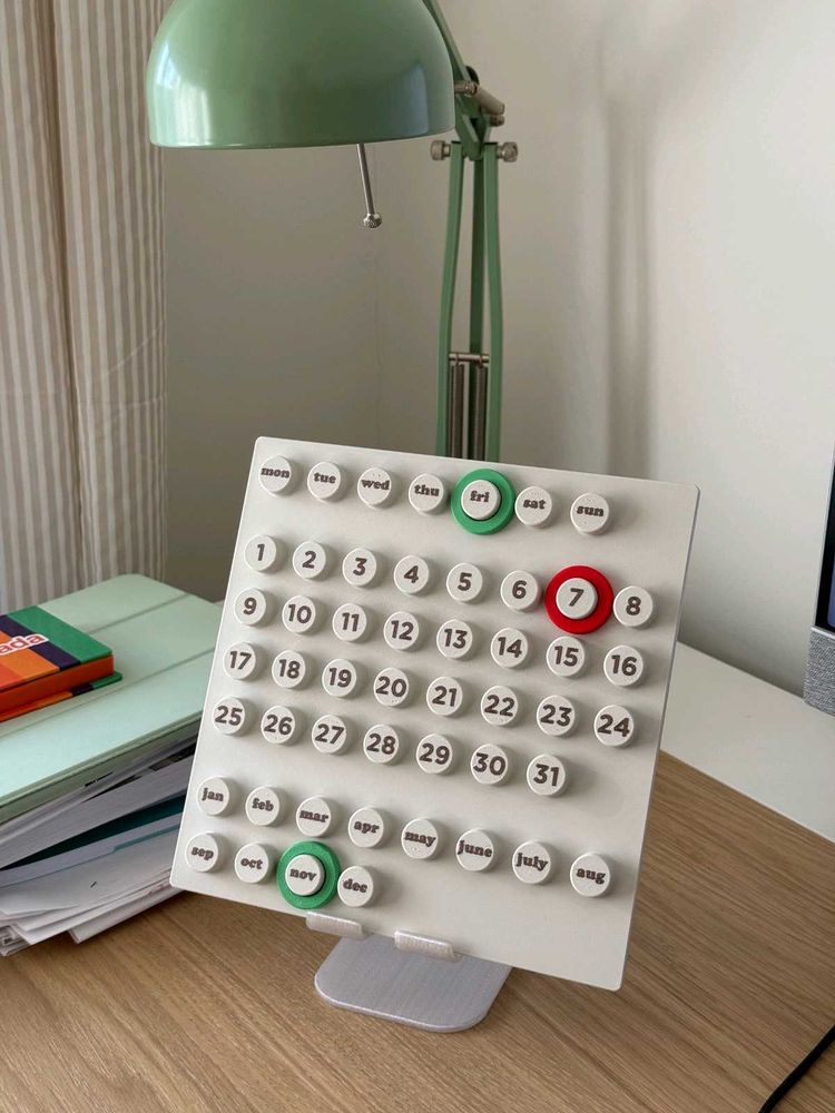 Modern Perpetual Calendar with base 3d printed
