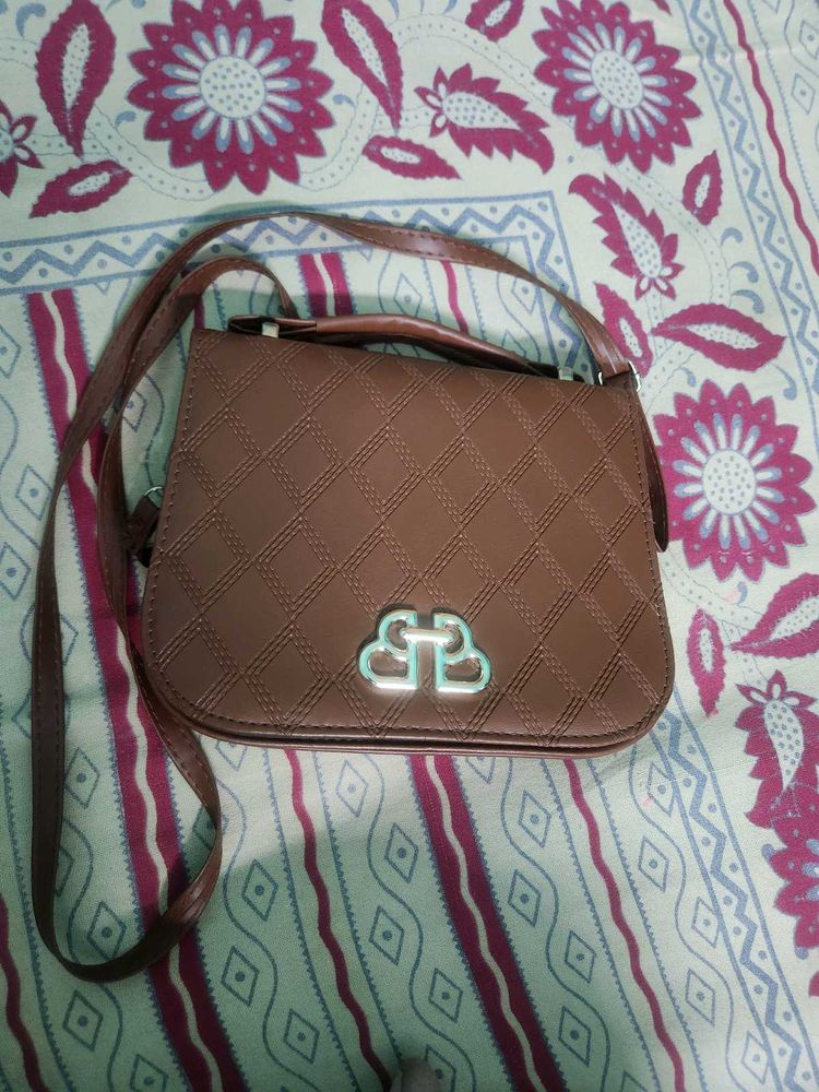 imported Stylish Brown Quilted Crossbody Bag