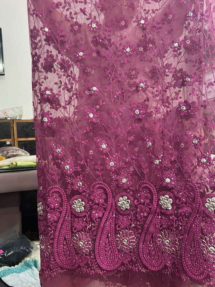 Beautiful Purple Embroidered Fabric