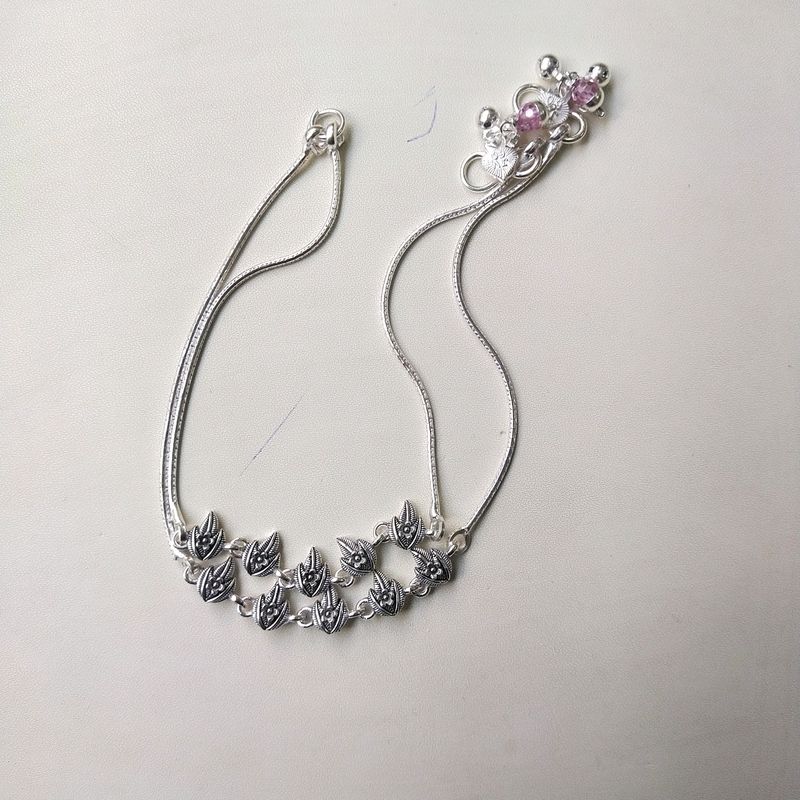 Pure Silver Oxidised Payal Anklet 1pair