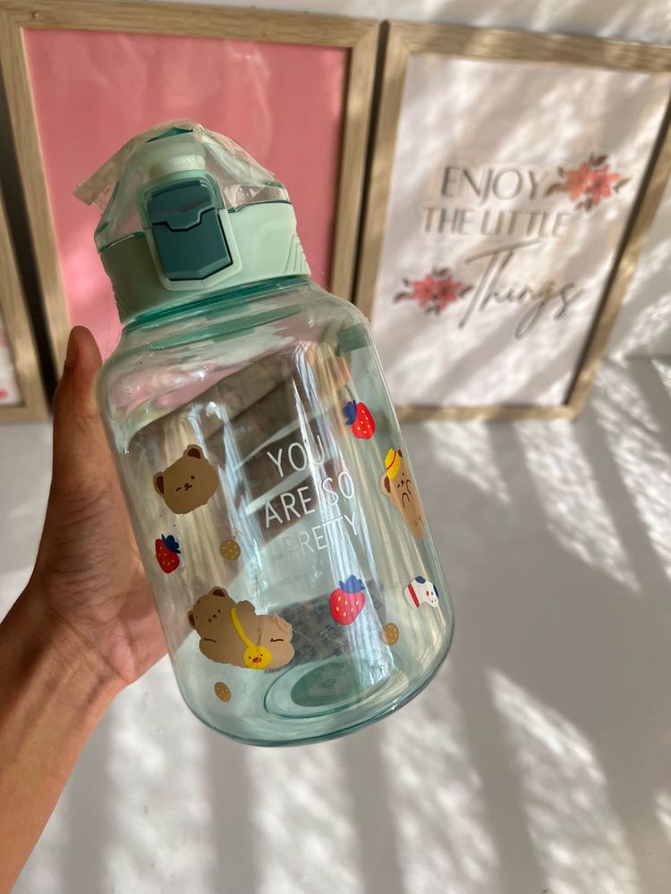 Cute Bear Water Bottle with Straw